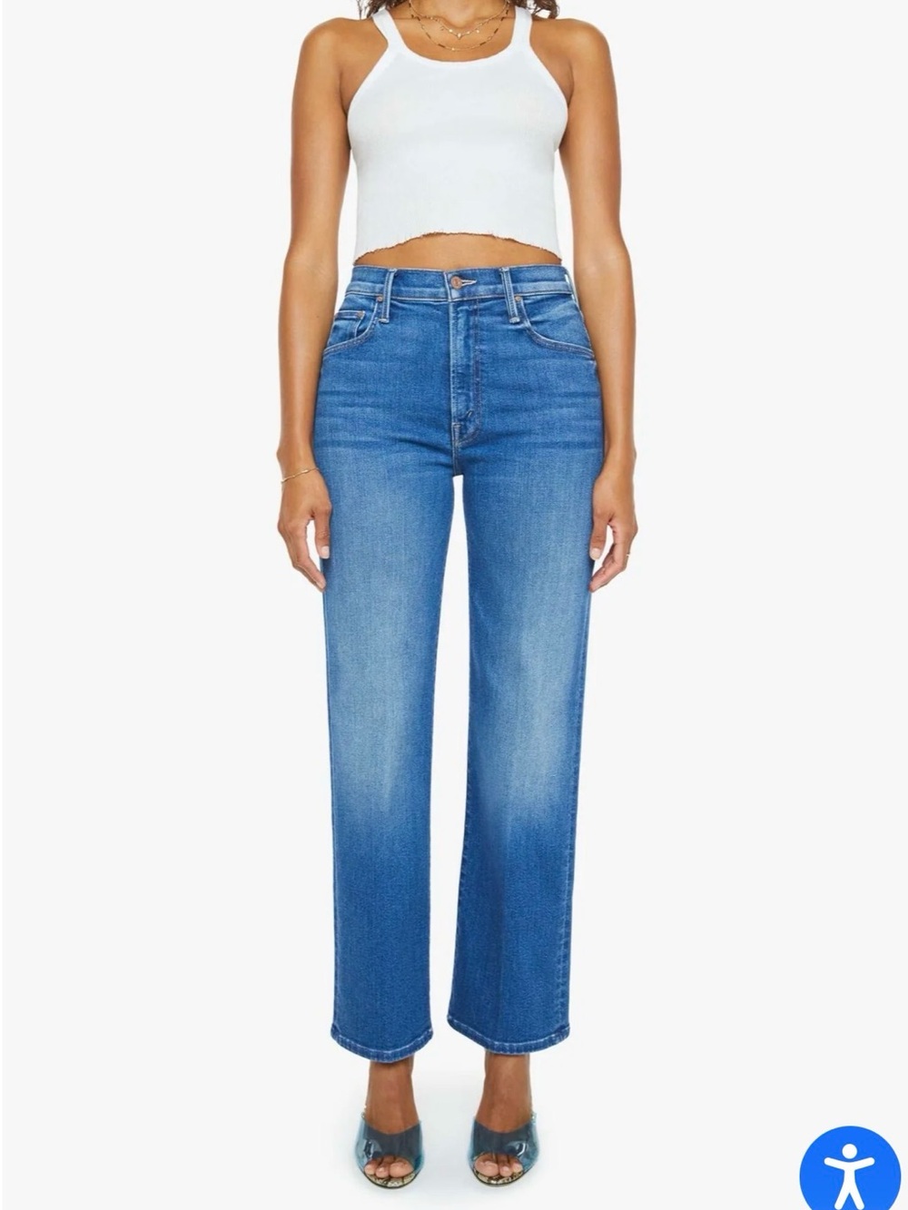 Mother The Rambler Zip Flood Straight Leg Jeans in Nip it in the bud
